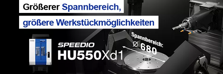 Größerer Spannbereich, größere Werkstückmöglichkeiten SPEEDIO HU550Xd1