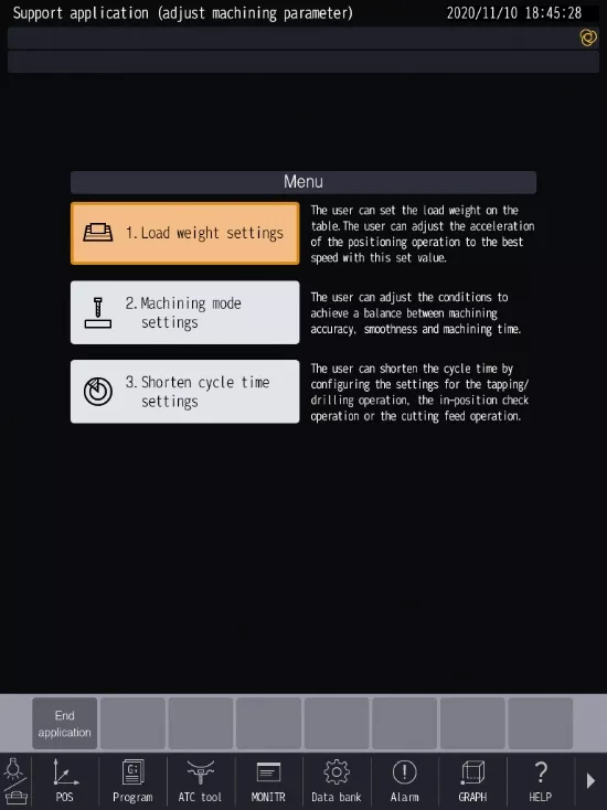 Machining parameter adjustment app