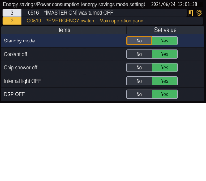 ●Standby mode●Coolant pump●Chip shower●Work light●Display off Can be customized