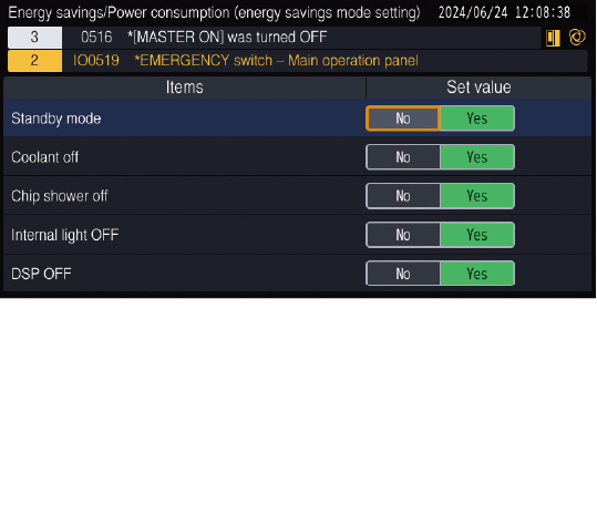 ●Standby mode●Coolant pump●Chip shower●Work light●Display off Can be customized