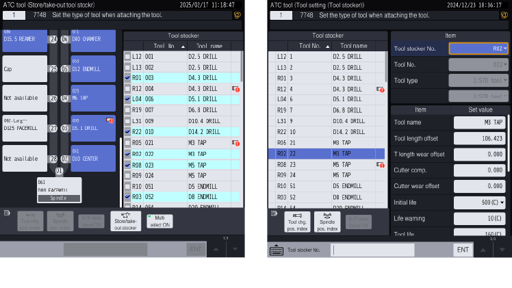 Batch tool change Tool setting screen