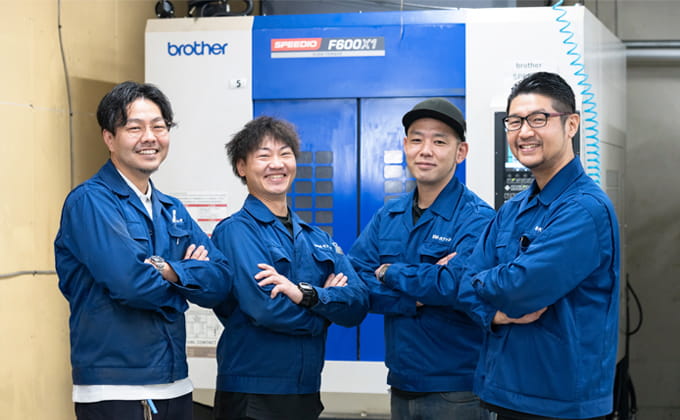 Left: Atsushi Koyama, Representative Director Center left: Shigeru Kobayashi, Machining Manager Center right: Shuji Hatano, Machining Manager  Right: Fumihiko Sakaguchi, Manufacturing and Machining Section Manager