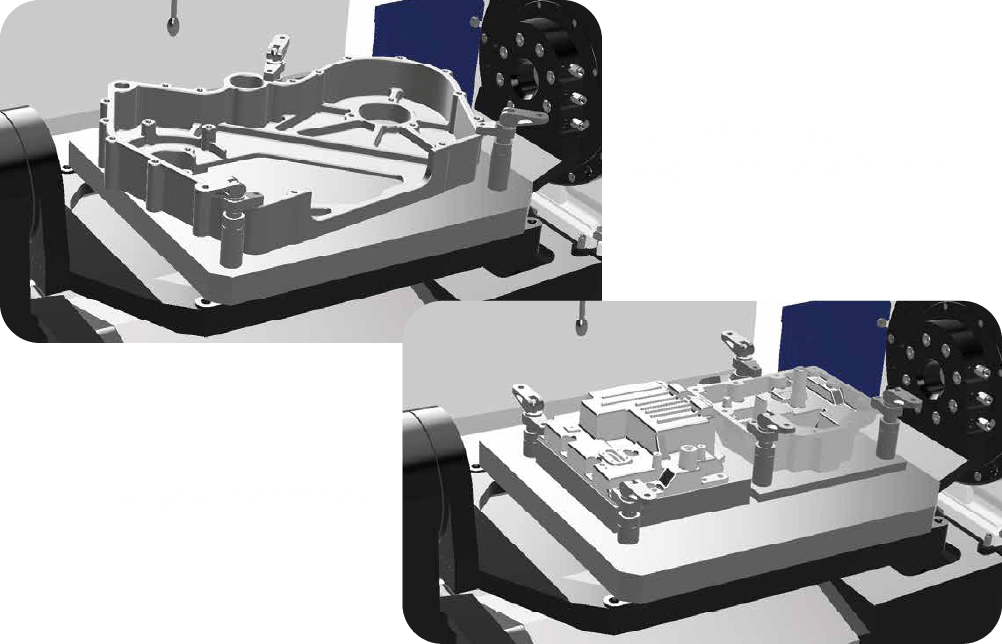 Large workpiece (size: 365 x 270 x 45 mm) Two small workpieces