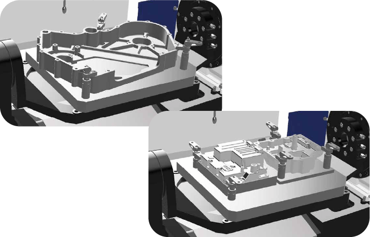 Large workpiece (size: 365 x 270 x 45 mm) Two small workpieces