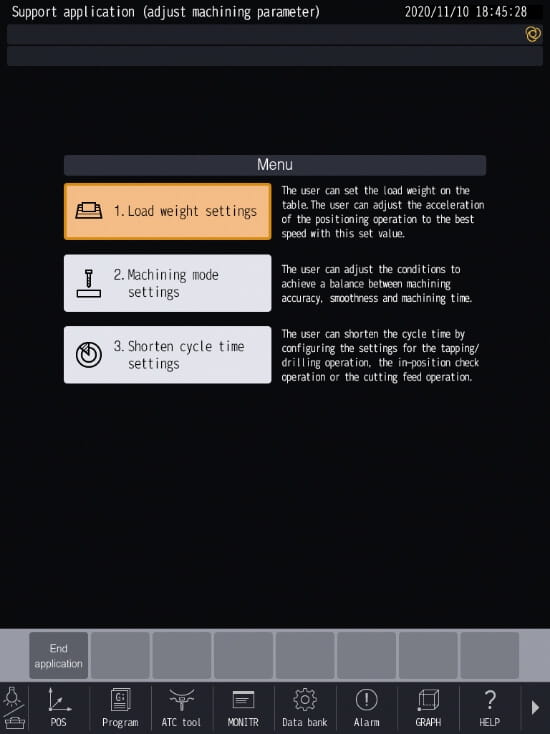 Machining parameter adjustment app