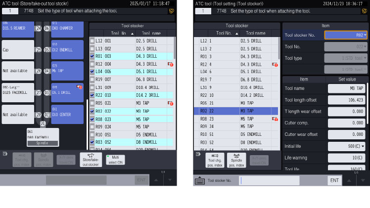 Batch tool change Tool setting screen